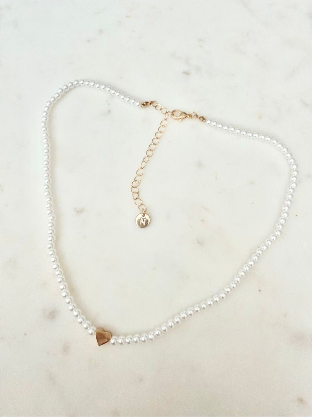 Nordstrom Gold Tone Heart Faux Pearl Necklace